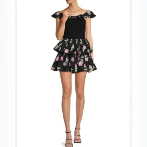 LoveShackFancy Tiered Floral Mini Dress - Picture 2 of 6